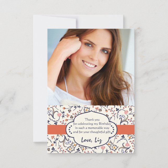 Mourish Blommigt Photo Tackkort Anteckningskort (Framsida)