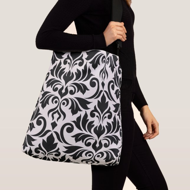 Mourish Damask Art I Black på Cream Axelväska (Närbild)