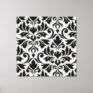 Mourish Damask Art I Black på Cream Canvastryck