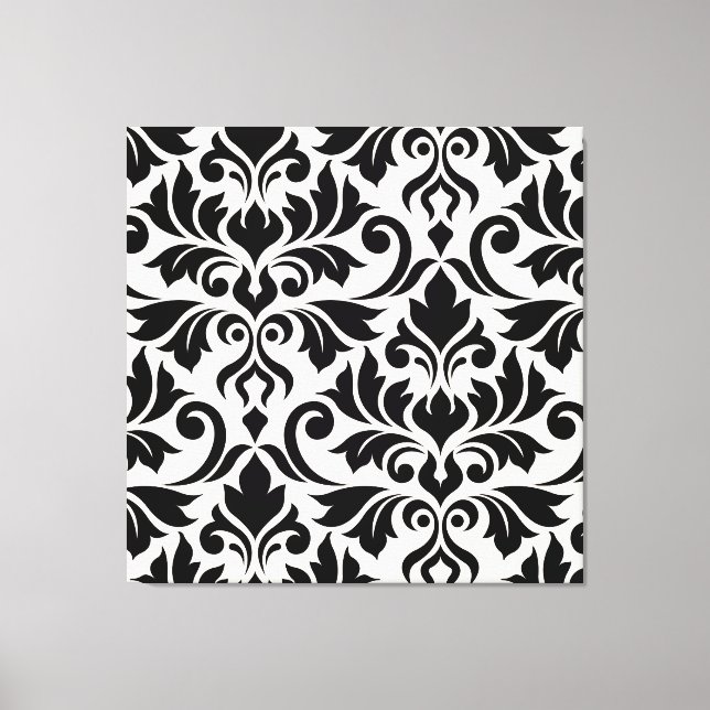 Mourish Damask Art I Black på Cream Canvastryck (Framsida)