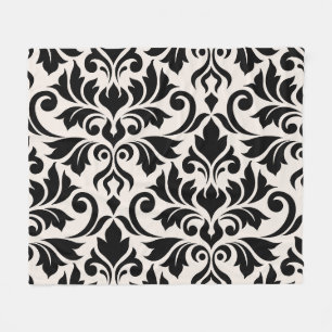 Mourish Damask Art I Black på Cream Fleecefilt