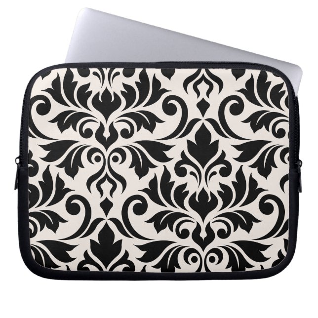 Mourish Damask Art I Black på Cream Laptop Fodral (Framsidan)