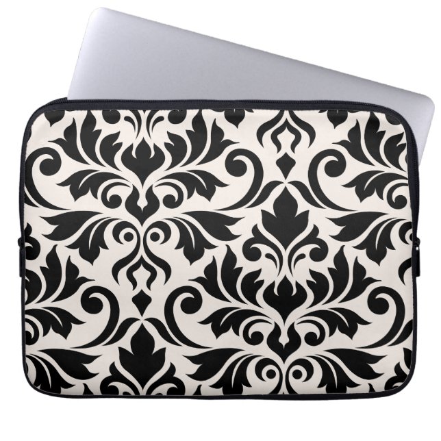 Mourish Damask Art I Black på Cream Laptop Fodral (Framsidan)
