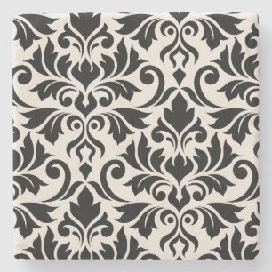 Mourish Damask Art I Black på Cream Stenunderlägg