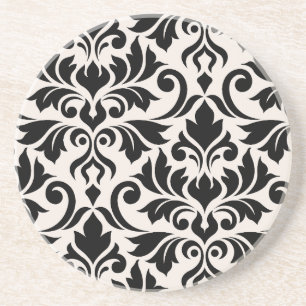 Mourish Damask Art I Black på Cream Underlägg