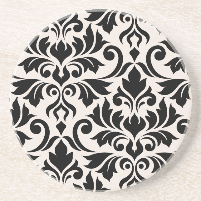 Mourish Damask Art I Black på Cream Underlägg (Framsidan)