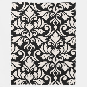 Mourish Damask Art I Cream på Black Fleecefilt