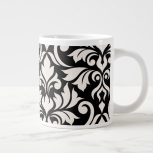 Mourish Damask Art I Cream på Black Jumbo Mugg