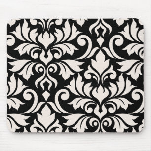 Mourish Damask Art I Cream på Black Musmatta