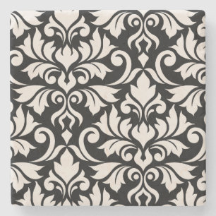 Mourish Damask Art I Cream på Black Stenunderlägg