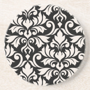 Mourish Damask Art I Cream på Black Underlägg