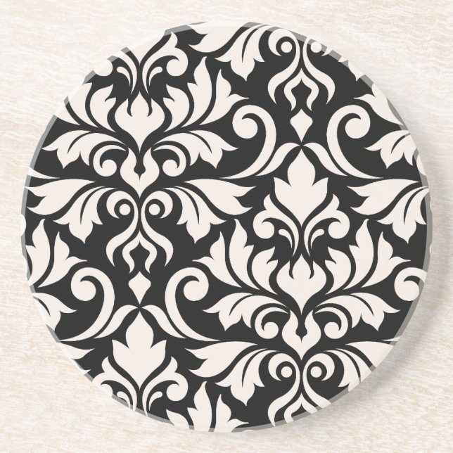 Mourish Damask Art I Cream på Black Underlägg (Framsidan)