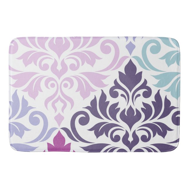 Mourish Damask Art I Lila Pinks Blues White Badrumsmatta (Framsidan)
