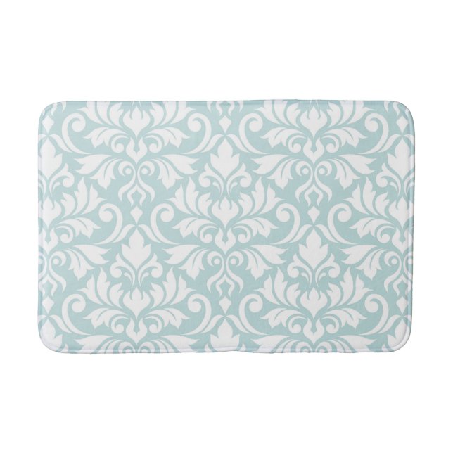 Mourish Damask Lg Mönster White på Anka Egg Blue Badrumsmatta (Framsidan)