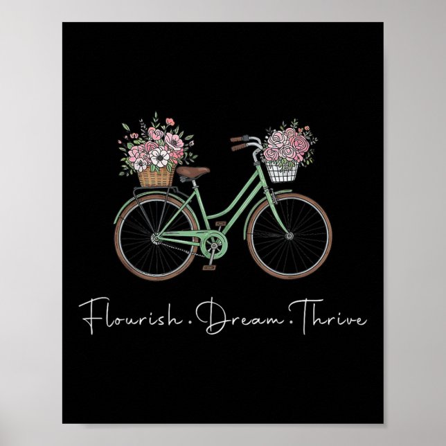 Mourish Dream Thrive Blommigt Bike Subtle 8647 Tru Poster (Framsidan)
