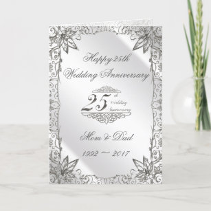 Mourish Silver 25:e Bröllop-årskort Kort