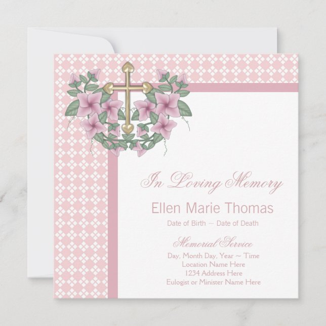 Mourkort i rosa ros Kor Inbjudningar (Framsida)