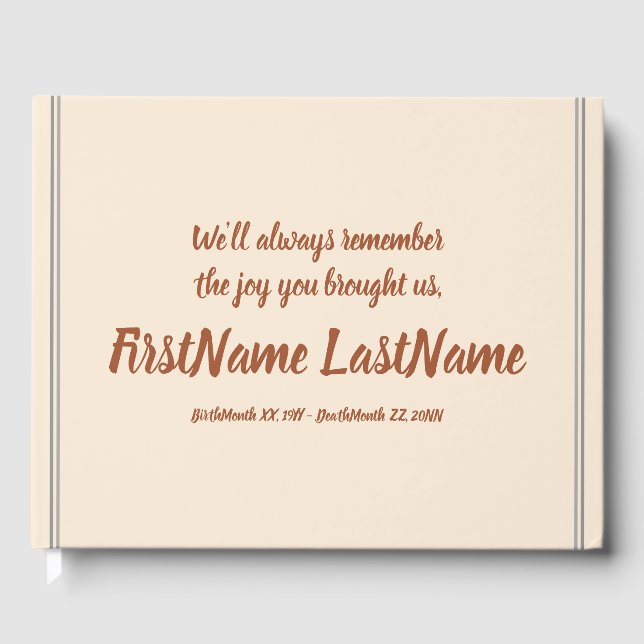 Mournal och Elegant Funeral Guest Bok (Framsida)