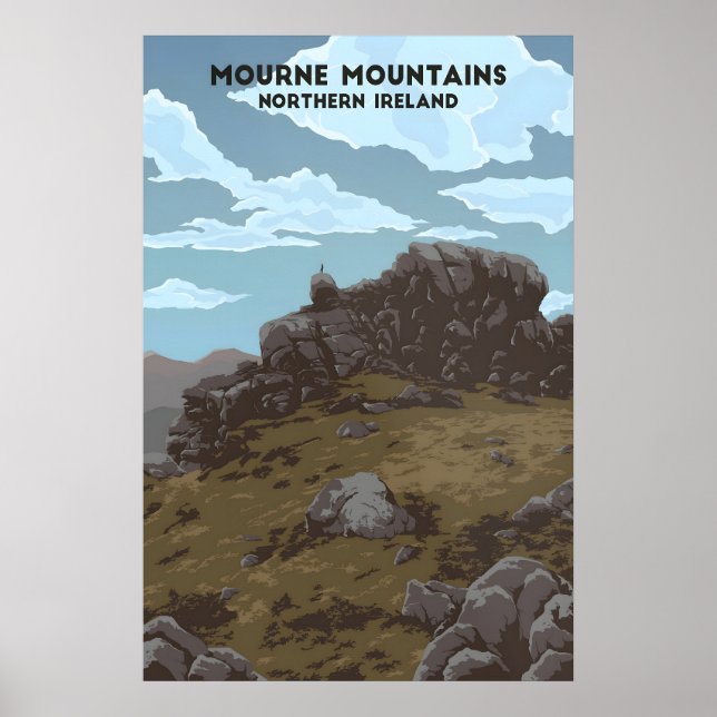 Mourne Mountains Nordirland Reseskylt Poster (Framsidan)