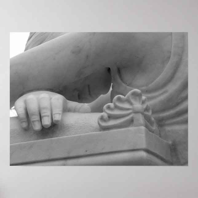 "Mourning Angel" Svartvit utskrift Poster (Framsidan)