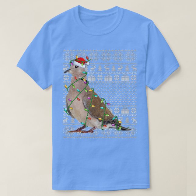 Mourning Dove Bird Älskare Santa Ugly Mourning Dov T Shirt (Design framsida)