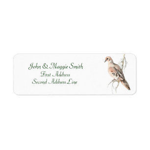 Mourning Dove/ Turtle dove, Bird, Address Label Returadress Etikett