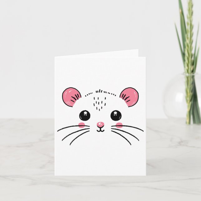 Mouse Ansikte Costume Girl Boy Birthday Mouse Hall Kort (Framsida)