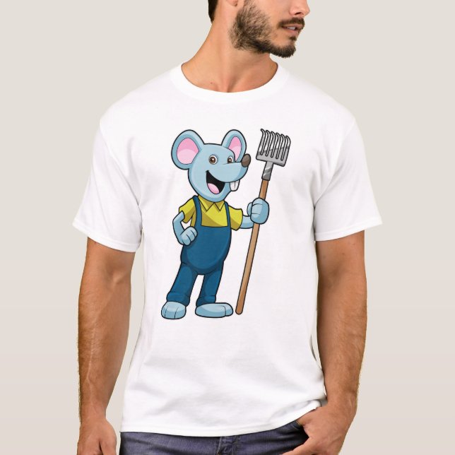 Mouse as Farmer with Rake T Shirt (Framsida)