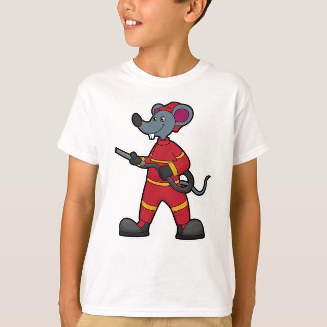 Mouse as Firefighter with Hose T Shirt (Framsida)