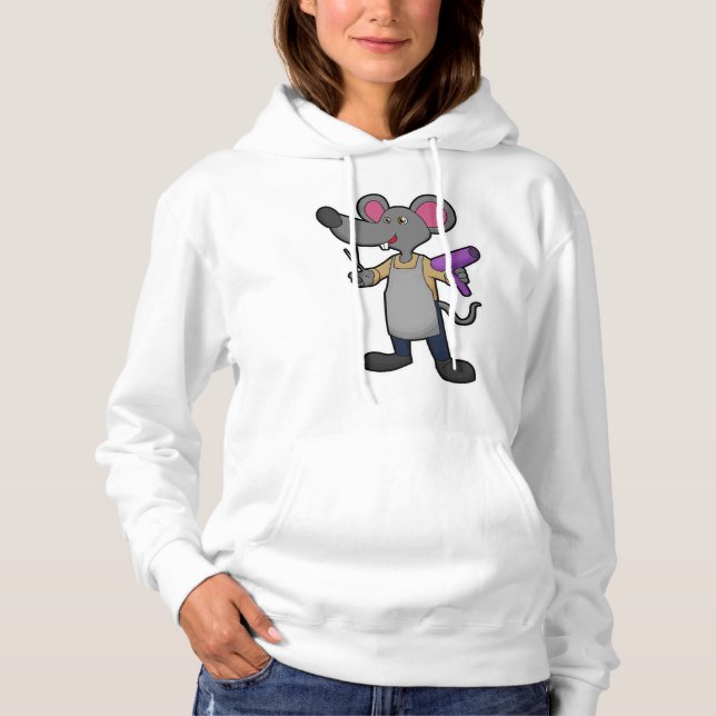 Mouse as Hairdresser with Scissors & Hair dryer T Shirt (Framsida)
