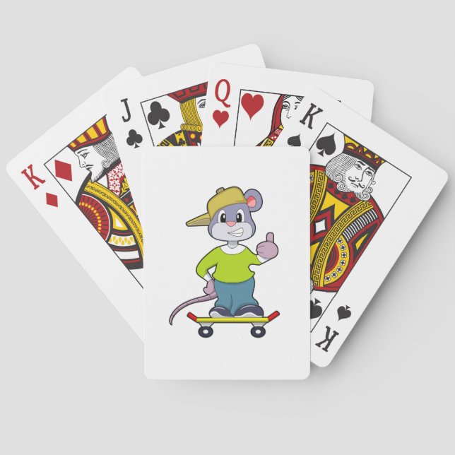Mouse as Skater with Skateboard Casinokort (Baksidan)