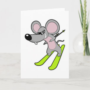 Mouse as Skier med Ski Kort