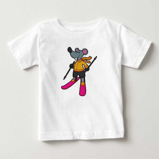 Mouse as Skier med Ski T Shirt (Framsida)