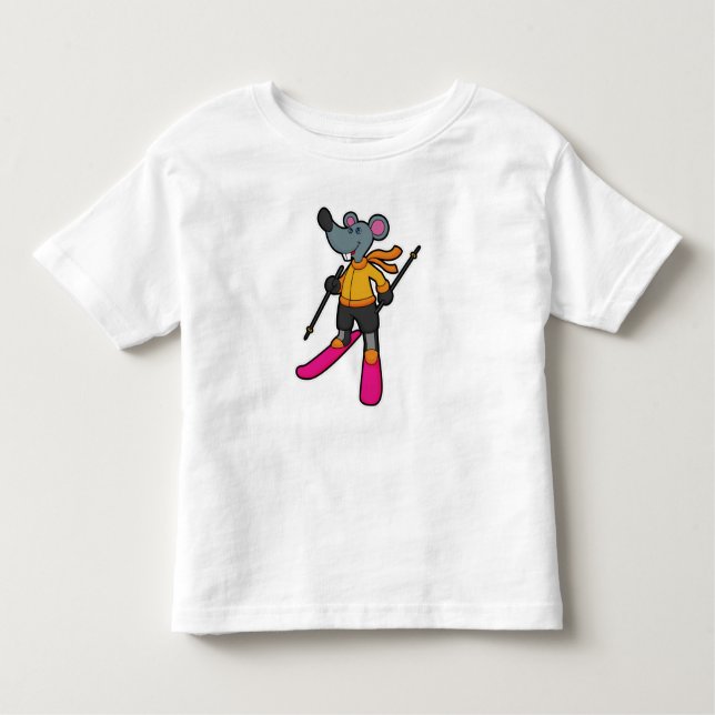 Mouse as Skier med Ski T Shirt (Framsida)