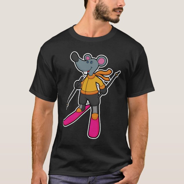 Mouse as Skier med Ski T Shirt (Framsida)