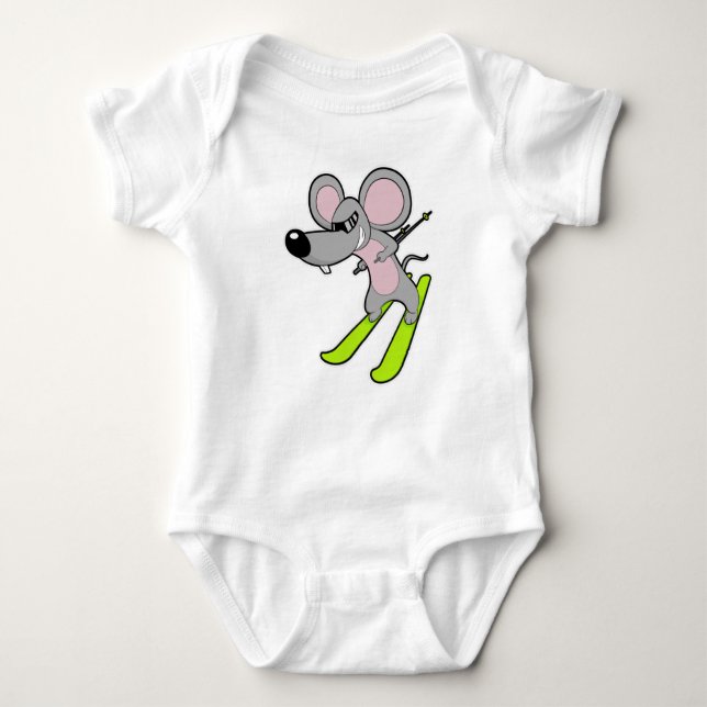 Mouse as Skier med Ski T Shirt (Framsida)
