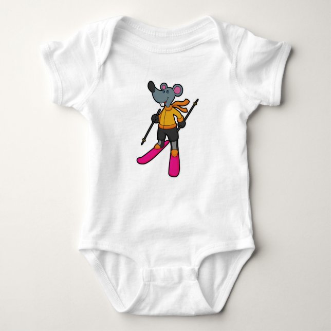 Mouse as Skier med Ski T Shirt (Framsida)