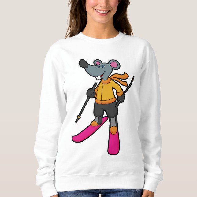 Mouse as Skier med Ski T Shirt (Framsida)
