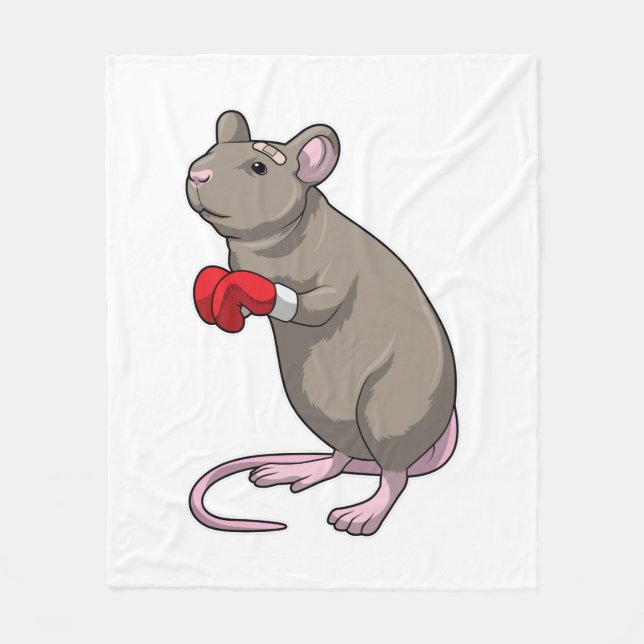 Mouse at Boxing with Boxing gloves Fleecefilt (Framsidan)