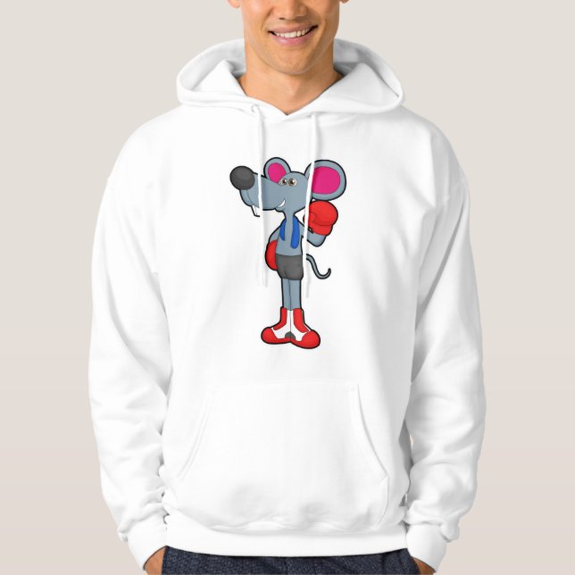 Mouse at Boxing with Boxing gloves Hoodie (Framsida)