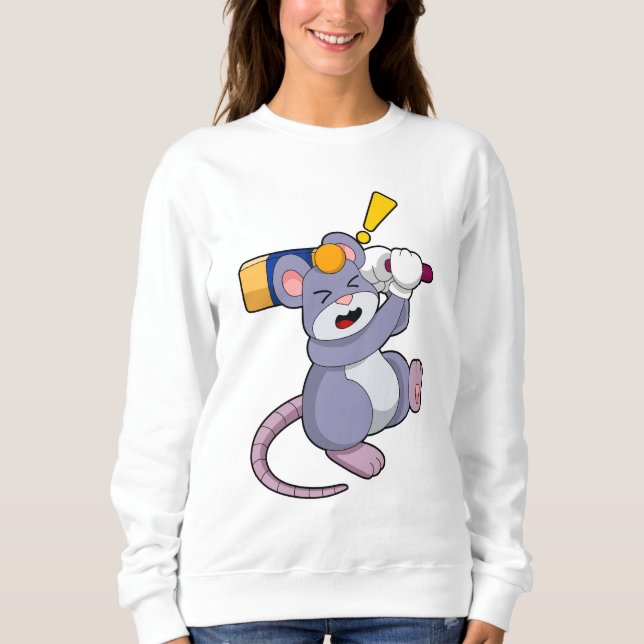 Mouse at Cricket with Cricket bat T Shirt (Framsida)
