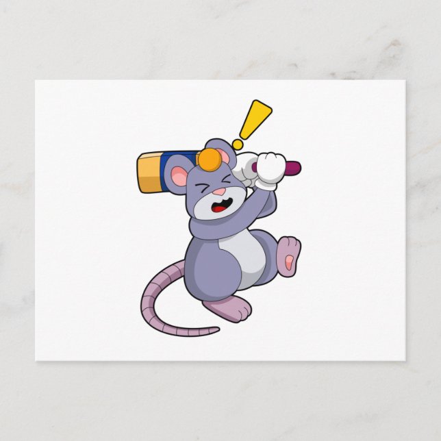 Mouse at Cricket with Cricket bat Vykort (Framsida)