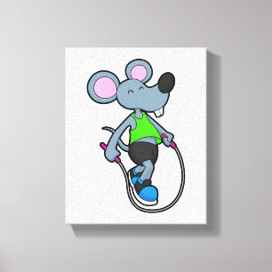 Mouse at Fitness med Rope Canvastryck
