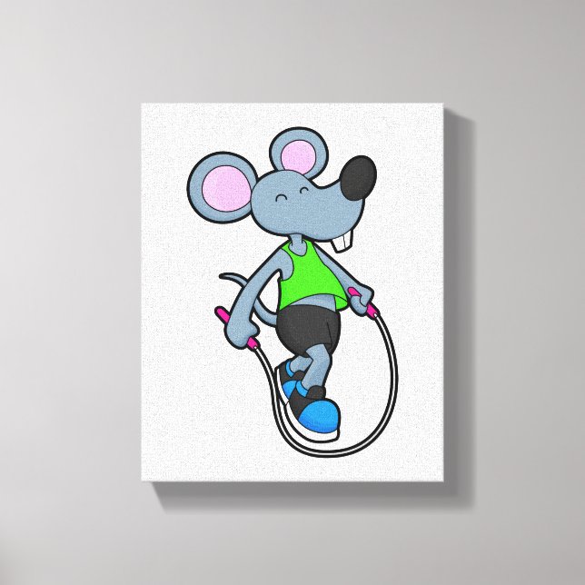 Mouse at Fitness med Rope Canvastryck (Framsida)