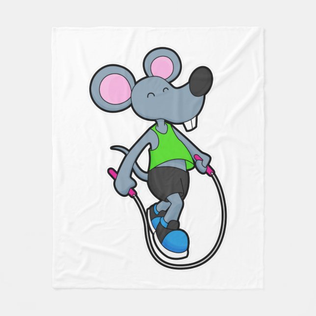 Mouse at Fitness med Rope Fleecefilt (Framsidan)