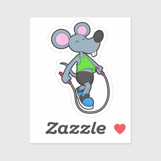 Mouse at Fitness med Rope Klistermärken (Ark)