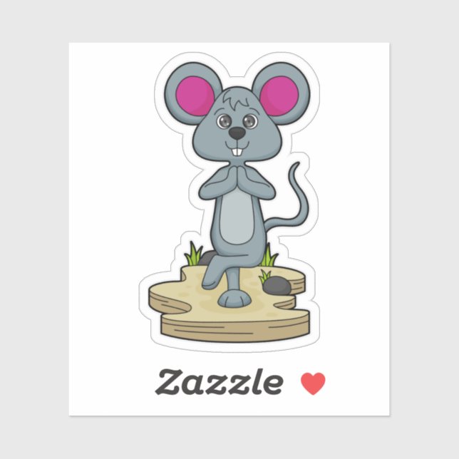 Mouse at Yoga Fitness Klistermärken (Ark)