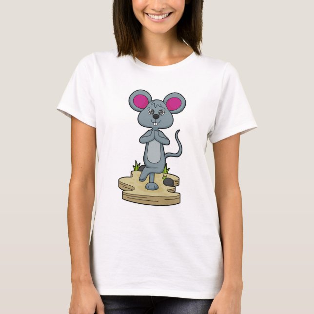 Mouse at Yoga Fitness T Shirt (Framsida)