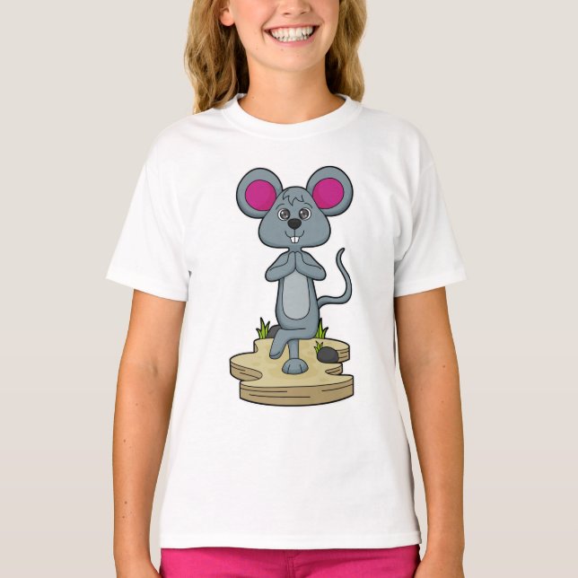 Mouse at Yoga Fitness T Shirt (Framsida)