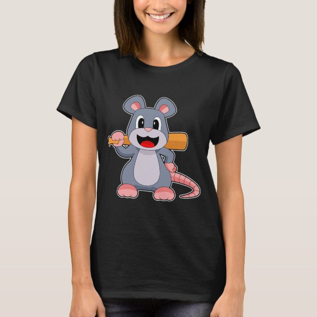 Mouse Baseball Baseball fladdermus Sports T Shirt (Framsida)
